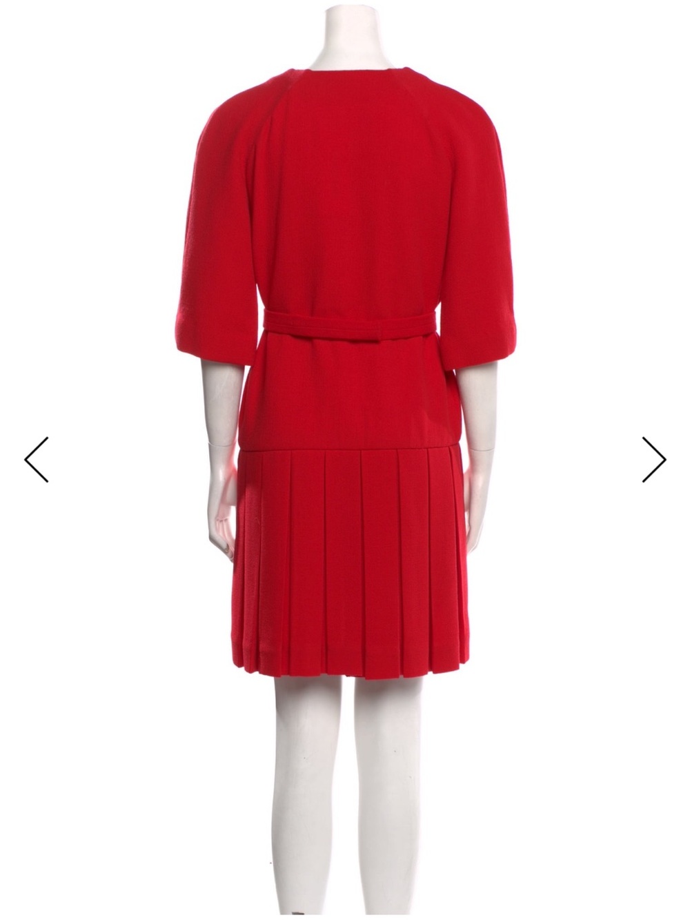 Emilia Wickstead Vibrant Red Pleated Skirt Belted Dress
